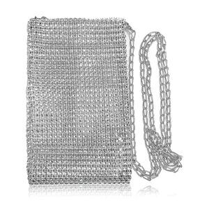 Silver Sequin Glitter Purse with Rhinestones – Crossbody for Events